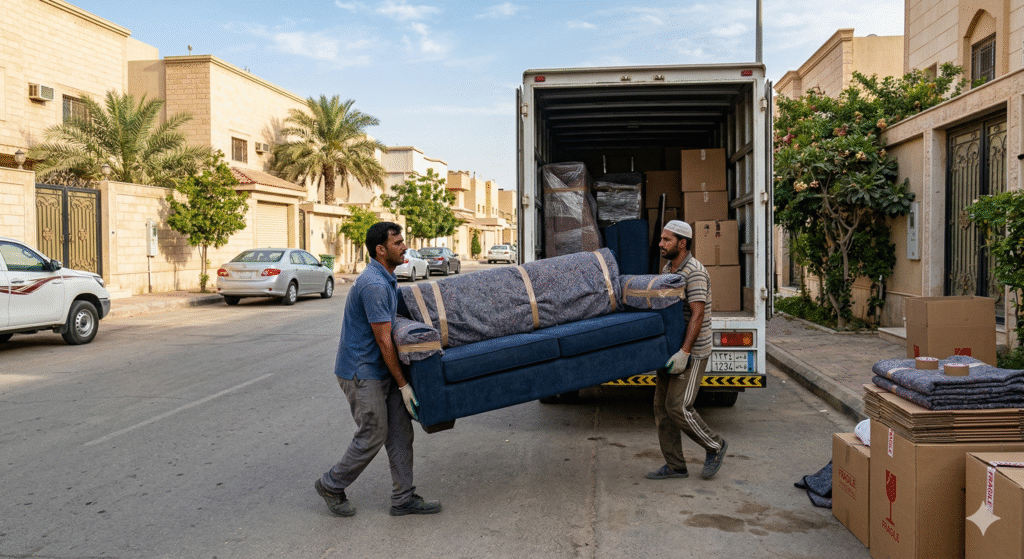 نقل عفش بالرياض باكستاني مع شركة عالم الثقة لخدمات فك وتغليف ونقل الأثاث بأمان داخل الرياض