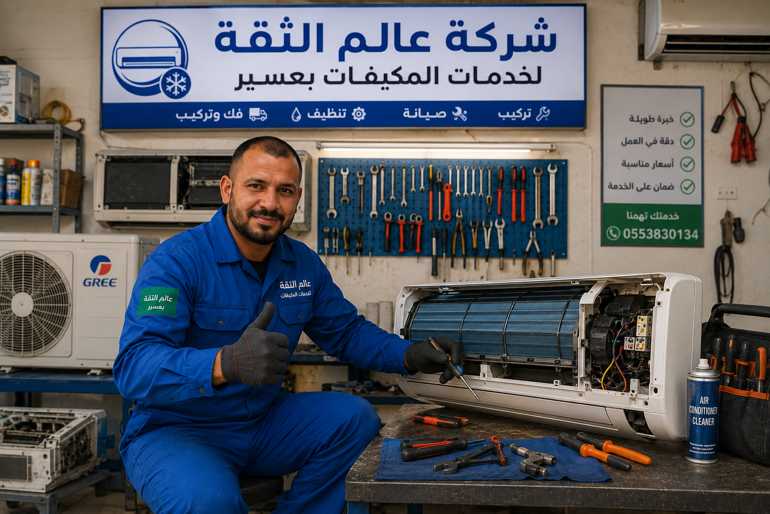 فني تركيب مكيفات سبليت بعسير | احجز فني متخصص الآن على 0553830134